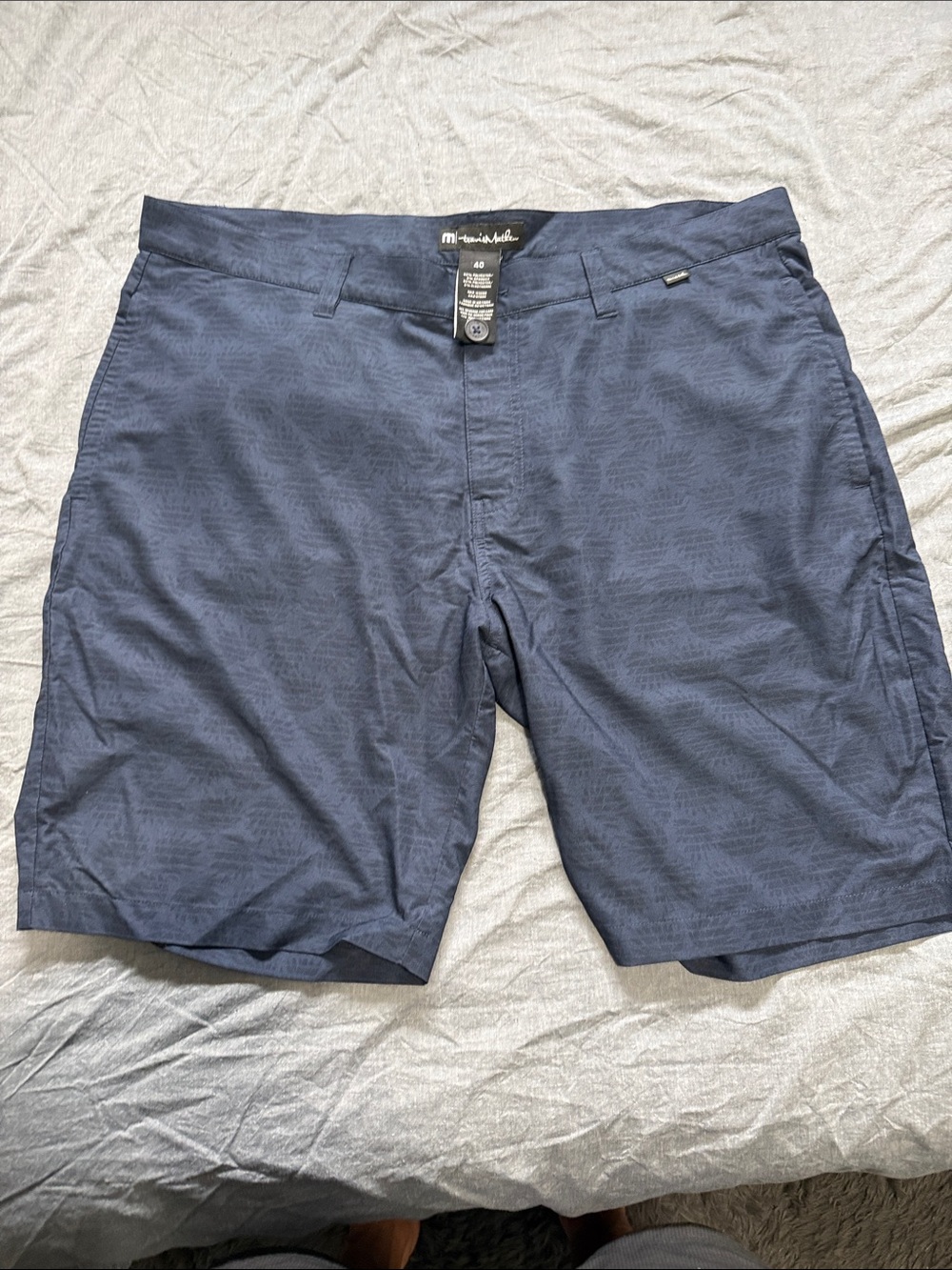 Travis Mathew Navy Textured Flat-Front Shorts